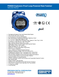 Thumbnail of document Manual - PD6820 ProtEX-RTA Explosion-Proof Loop-Powered Flow Rate/Totalizer